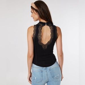Free People Black Lace Dale Tank